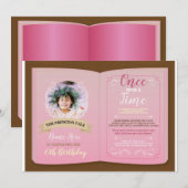 Once Upon A Time Photo Verjaardag Roze Verhaal Boe Kaart (Voorkant / Achterkant)