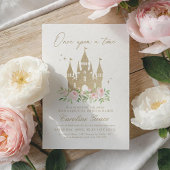 Once Upon a Time Pink Bloemen Prinses Verjaardag Kaart