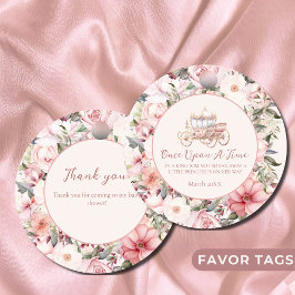 Once Upon a Time Pink Princess Baby shower Bedankjes Labels