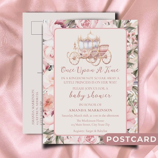 Once Upon a Time Pink Princess Baby shower Briefkaart
