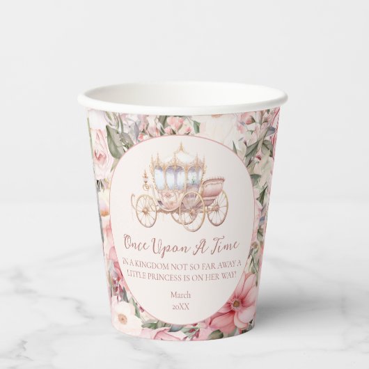 Once Upon a Time Pink Princess Baby shower Papieren Bekers (Voorkant)