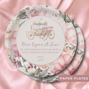 Once Upon a Time Pink Princess Baby shower Papieren Bordje