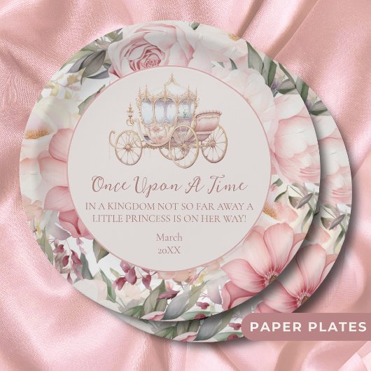 Once Upon a Time Pink Princess Baby shower Papieren Bordje