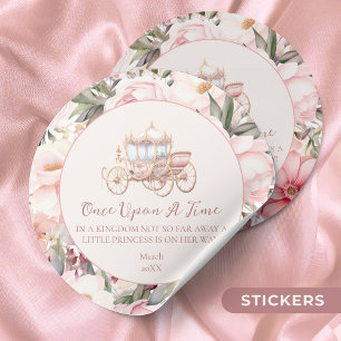 Once Upon a Time Pink Princess Baby shower Ronde Sticker