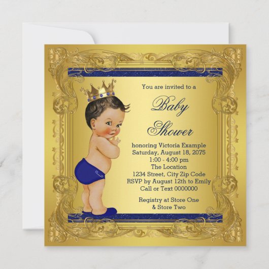 Once Upon A Time Prince Ethnic Baby Shower Kaart (Achterkant)