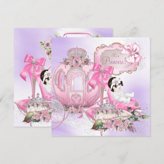 Once Upon a Time Princess Baby shower Paarse Roze Kaart (Voorkant / Achterkant)