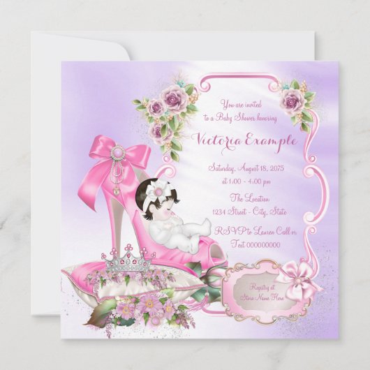 Once Upon a Time Princess Baby shower Paarse Roze Kaart (Achterkant)