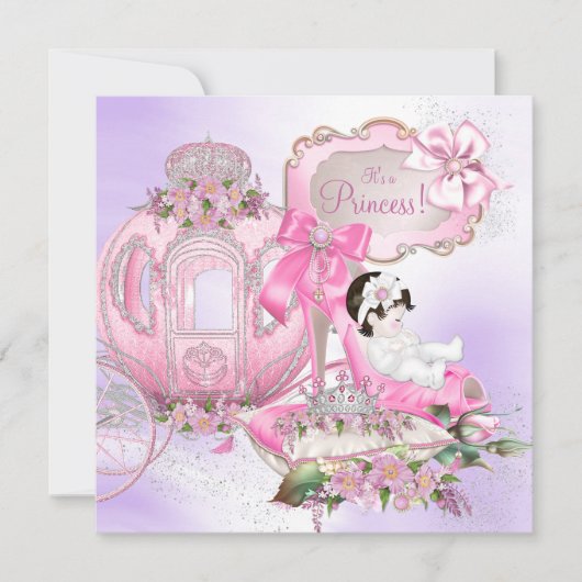 Once Upon a Time Princess Baby shower Paarse Roze Kaart (Voorkant)