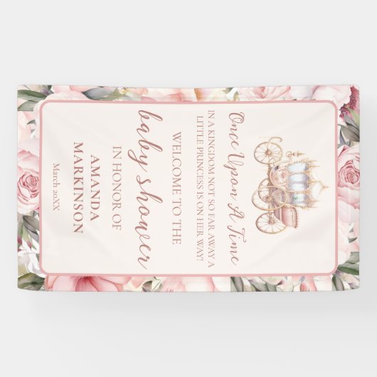 Once Upon a Time Princess Baby shower Welkom Spandoek (Horizontaal)