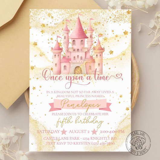 Once Upon a Time Princess Birthday Invitation Kaart