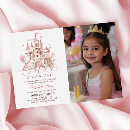 Once Upon a Time Princess Castle Birthday Photo Kaart