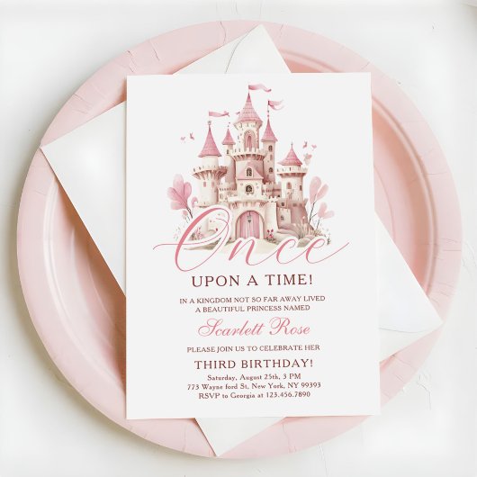 Once Upon a Time Princess Castle Girl Birthday Kaart