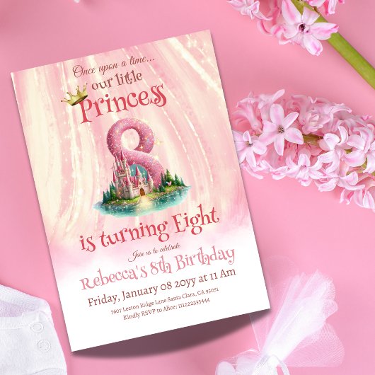 Once Upon a Time Princess Castle Meisje 8e verjaar Kaart