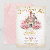 Once Upon A Time Princess Girl verjaardagsuitnodig Kaart (Voorkant / Achterkant)