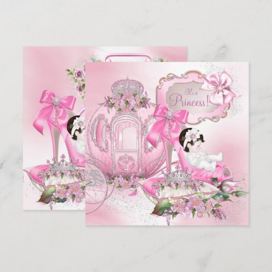 Once Upon A Time Princess Roze Baby shower Kaart (Voorkant / Achterkant)