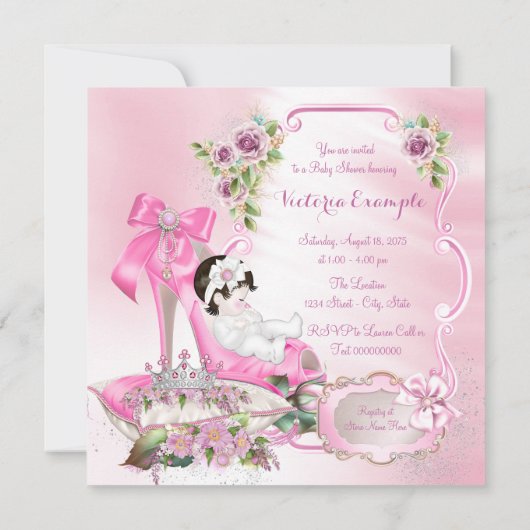 Once Upon A Time Princess Roze Baby shower Kaart (Achterkant)