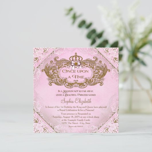 Once Upon a Time Prinses 1e Verjaardag Kaart (Staand voorkant)