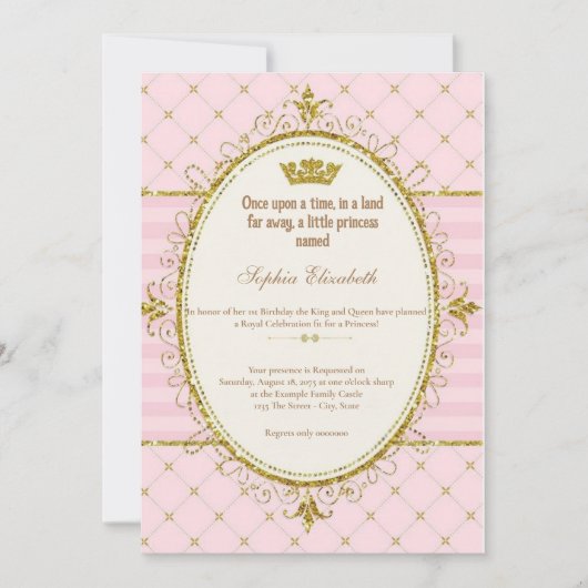 Once Upon a Time Prinses 1e verjaardag Uitnodiging (Voorkant)