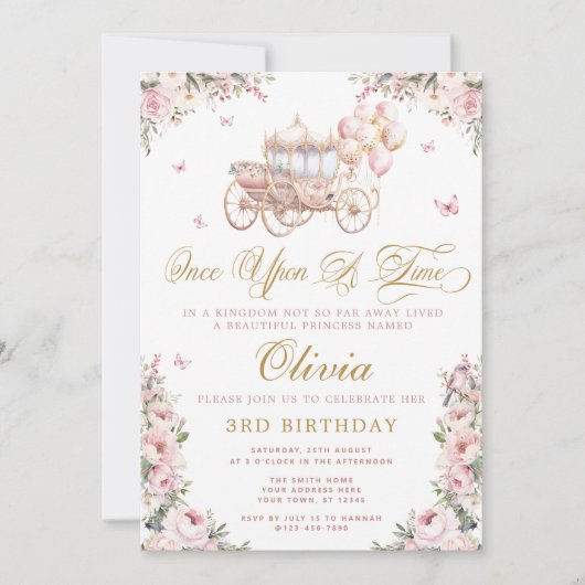 Once Upon a Time Prinses Carriage Verjaardag Kaart (Voorkant)