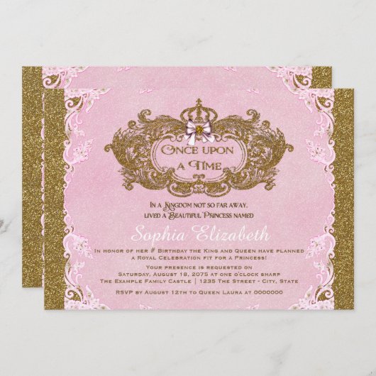Once Upon a Time Prinses Verjaardag Kaart (Voorkant / Achterkant)