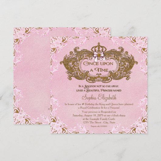 Once Upon a Time Prinses Verjaardag Kaart (Voorkant / Achterkant)