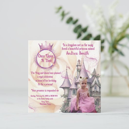 Once Upon a Time Prinses Verjaardagsfeest Leeftijd Kaart (Staand voorkant)