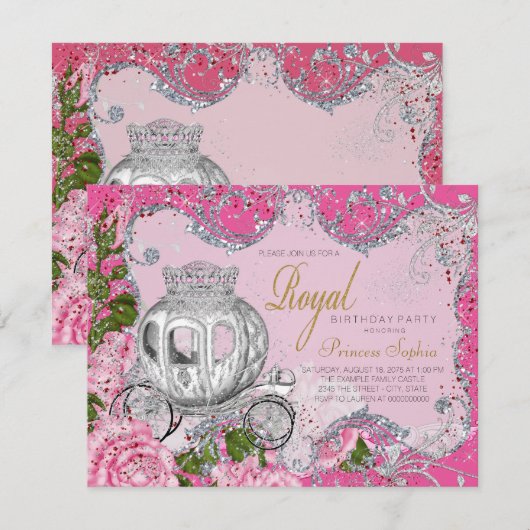 Once Upon a Time Prinses Verjaardagsfeestje Kaart (Voorkant / Achterkant)