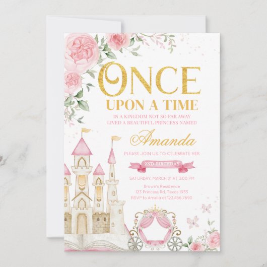 Once Upon a Time Prinses Verjaardagsfeestje Kaart (Voorkant)