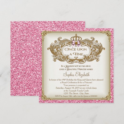 Once Upon a Time Prinses Verjaardagsfeestje Kaart (Voorkant / Achterkant)