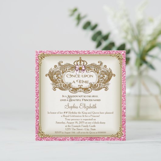 Once Upon a Time Prinses Verjaardagsfeestje Kaart (Staand voorkant)