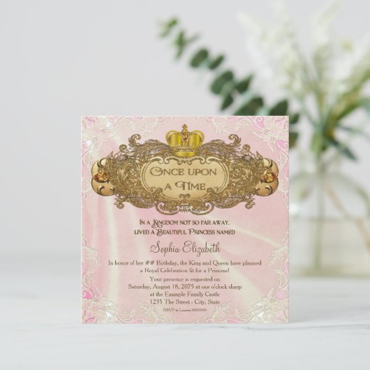 Once Upon a Time Prinses Verjaardagsfeestje Kaart (Staand voorkant)