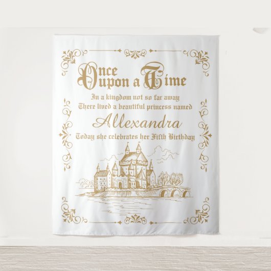 Once upon a Time royal backdrop gold and white Wandkleed (Voorkant)