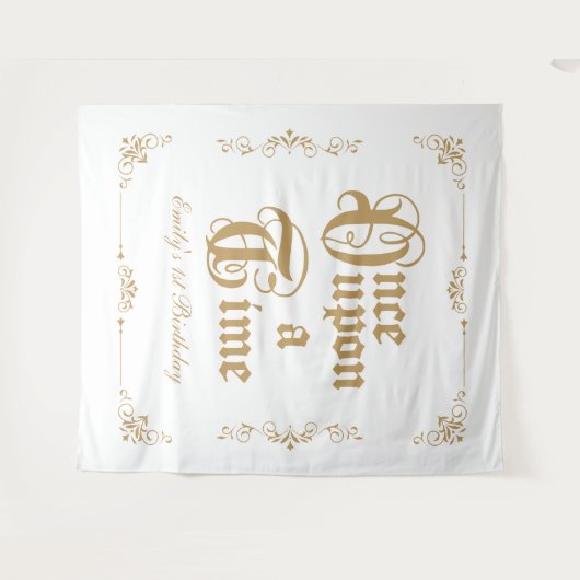 Once upon a time royal party photobooth backdrop wandkleed (Voorkant (horizontaal))