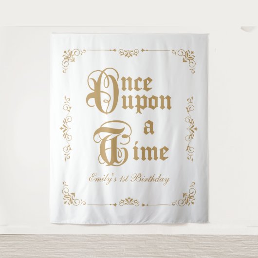 Once upon a time royal party photobooth backdrop wandkleed (Voorkant)