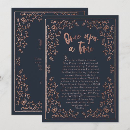 Once Upon a Time Storybook Baby shower Invitation Kaart (Voorkant / Achterkant)