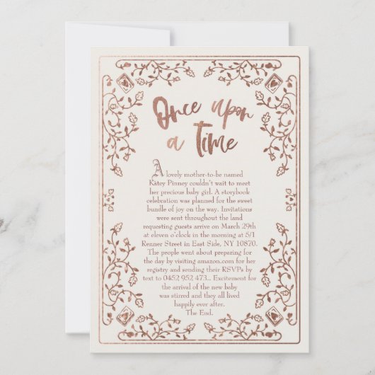 Once Upon a Time Storybook Baby shower Invitation Kaart (Voorkant)