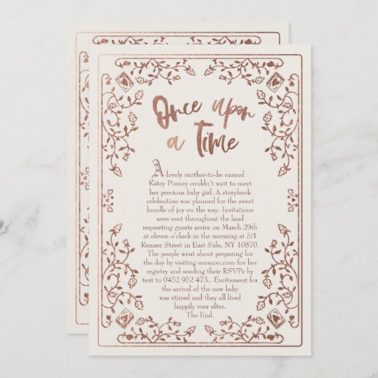 Once Upon a Time Storybook Baby shower Invitation Kaart (Voorkant / Achterkant)
