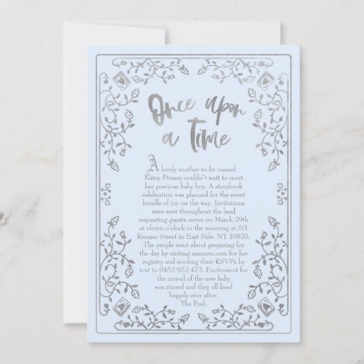 Once Upon a Time Storybook Baby shower Invitation Kaart (Voorkant)