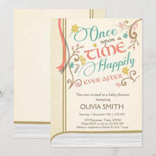 Once Upon a Time Storybook Baby shower Kaart (Voorkant / Achterkant)