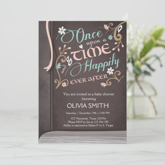 Once Upon a Time Storybook Baby shower Kaart (Staand voorkant)