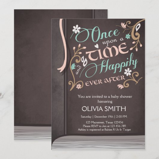 Once Upon a Time Storybook Baby shower Kaart (Voorkant / Achterkant)