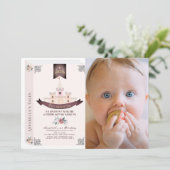 Once Upon A Time Storybook Pink Photo 1st Birthday Kaart (Staand voorkant)