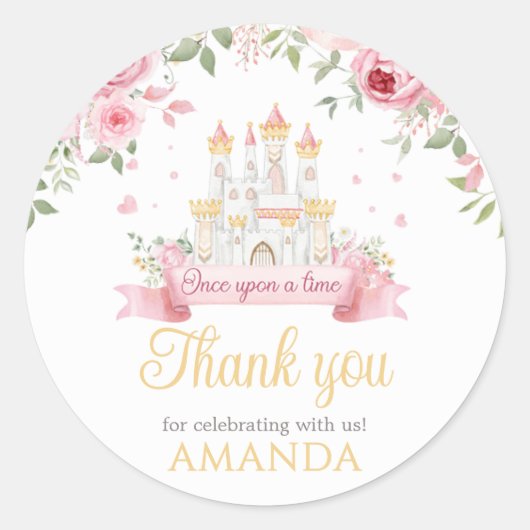Once Upon a Time Verjaardagsfeestje Ronde Sticker (Voorkant)