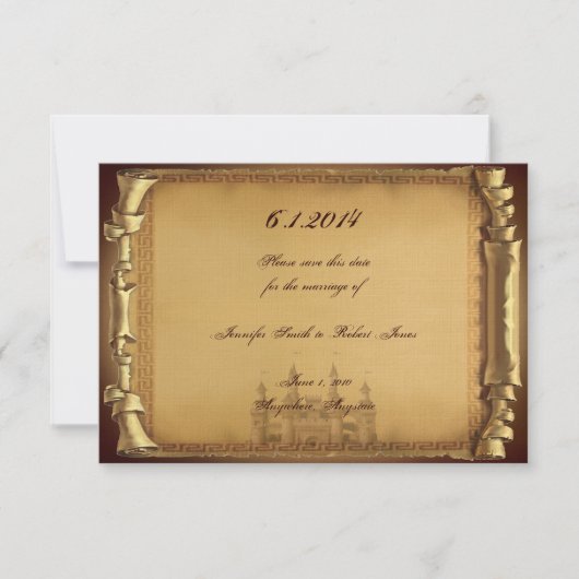 Once Upon a Time Wedding Sla de datum op Save The Date (Voorkant)