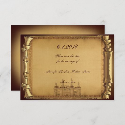 Once Upon a Time Wedding Sla de datum op Save The Date (Voorkant / Achterkant)