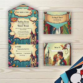 Once Upon A Time Woodland Castle Fairytale Wedding All In One Uitnodiging