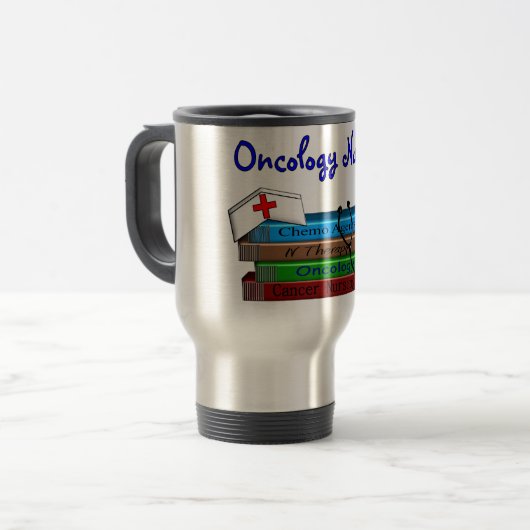 Oncolgoy Nurse "Books"-ontwerp Reisbeker (Voorkant links)