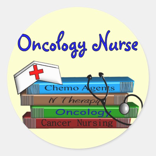 Oncolgoy Nurse "Books"-ontwerp Ronde Sticker (Voorkant)