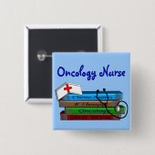 Oncolgoy Nurse "Books"-ontwerp Vierkante Button 5,1 Cm (Voorkant /achterkant)