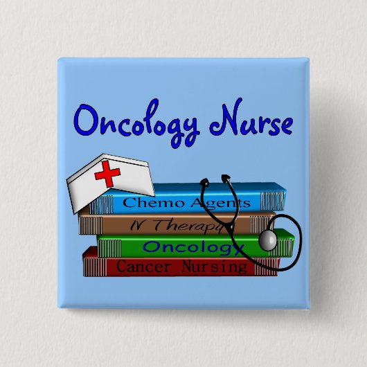 Oncolgoy Nurse "Books"-ontwerp Vierkante Button 5,1 Cm (Voorkant)